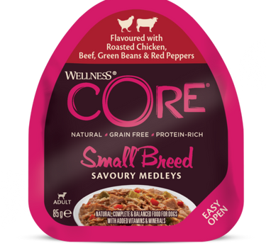 CORE Savoury Medleys Small Breed – Våtfôr for Hund, Kylling og Storfekjøtt i Smakfull Saus 85 g