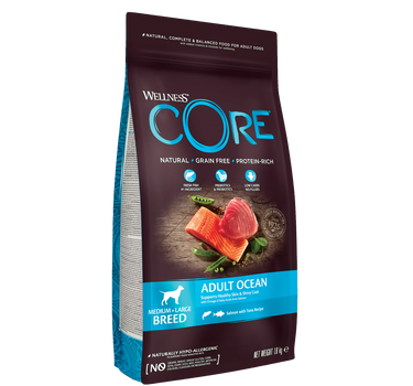 CORE Ocean Adult – Kornfritt Hundefôr med Fisk for Medium og Store Raser, Naturlig Omega-3