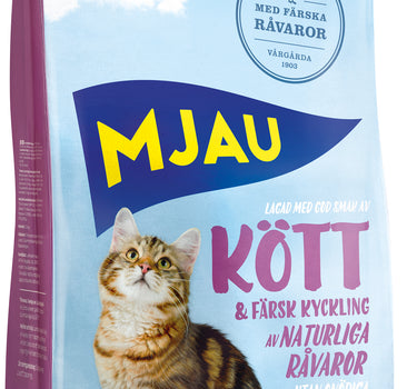 Mjau Tørrfôr med kjøtt og kylling - tørrfôr til katter