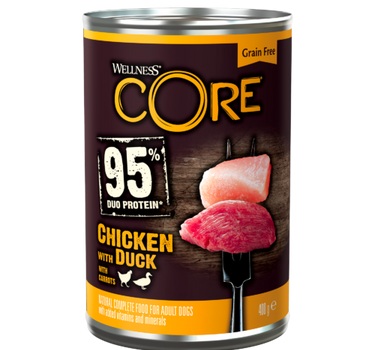 CORE 95 Kylling med and og gulrøtter - Våtfor Hund, Protein & Smasksrikt 400 g