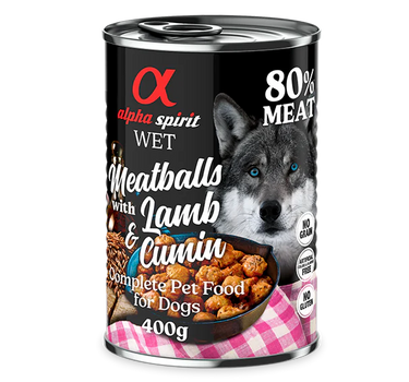 Alpha Spirit Kjøttboller med Lam og Kummin – Våtfôr for Hund, Smakfullt og Naturlig 400 g