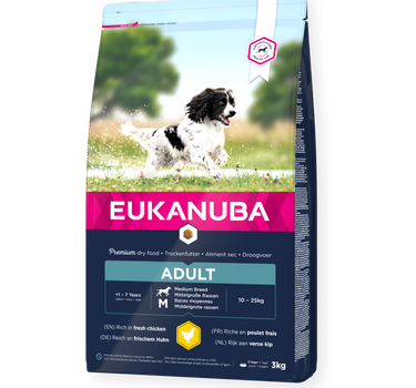 EUKANUBA Adult Medium Breed Kylling – Hundefôr for Mellomstore Raser med Høykvalitets Kylling