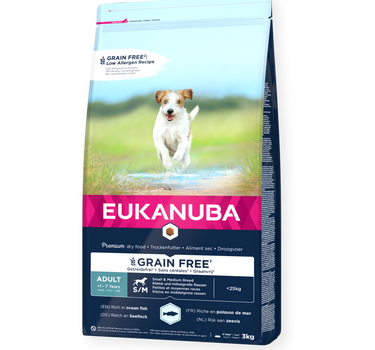 EUKANUBA Adult Small/Medium Grainfree Havfisk – Kornfritt Hundefôr for Små og Mellomstore Raser med Havfisk