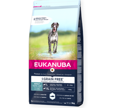 EUKANUBA Adult Large Breed Grainfree Havfisk – Kornfritt Hundefôr for Store Raser med Næringsrik Havfisk