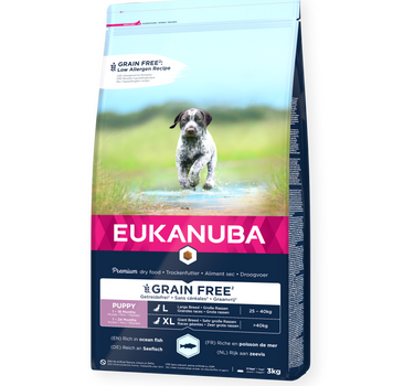 EUKANUBA Puppy & Junior Large Grainfree Havfisk – Kornfritt Tørrfôr for Voksende Store Hunderaser