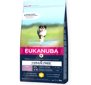 EUKANUBA Puppy & Junior Large Grainfree Kylling – Kornfritt Tørrfôr for Voksende Store Hunderaser