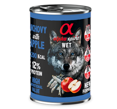 Alpha Spirit Ansjos med Rødt Eple – Våtfôr for Hund, Smakfullt og Naturlig 400 g