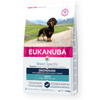 EUKANUBA Dachshund – Rasetilpasset Hundefôr for Sunne Ledd og Optimal Kondisjon 2,5 kg