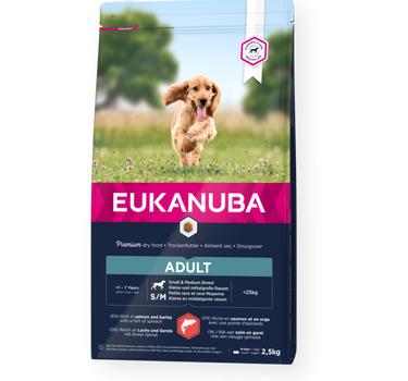 EUKANUBA Adult Small/Medium Breed Laks & Bygg – Premium Hundefôr med Laks og Bygg