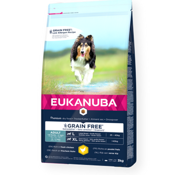 EUKANUBA Adult Large Breed Grainfree Kylling – Kornfritt Hundefôr for Store Raser med Høy Kvalitet Kylling