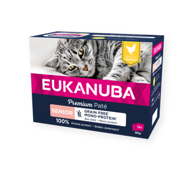 EUKANUBA CAT Senior Pâté – Våtfôr med Høyt Innhold av Kylling for Eldre Katter 85 g