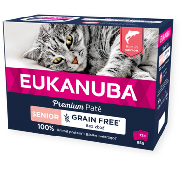 EUKANUBA CAT Kitten Pâté – Våtfôr med Høyt Innhold av Laks for Voksende Kattunger 85 g