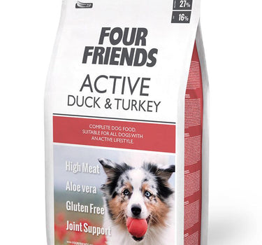 FourFriends Active Duck & Turkey Tørrfôr – Energirikt Fôr for Aktive Hunder
