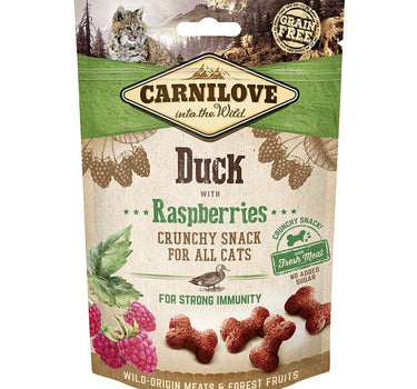Carnilove Cat Crunchy Snack Duck m Bringebær 50 g - Smakfull Kattesnacks