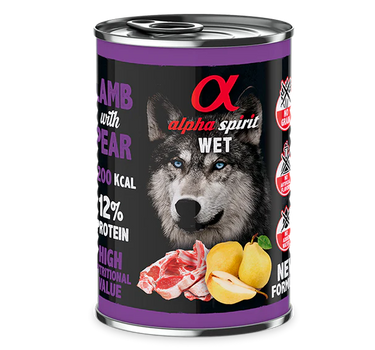 Alpha Spirit Lam med Pære – Våtfôr for Hund, Smakfullt og Naturlig 400 g