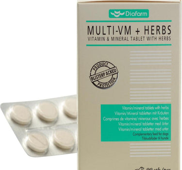 Diafarm Vitamin- og mineraltabletter med urter, for hunder