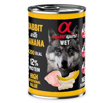 Alpha Spirit Kanin med Banan – Våtfôr for Hund, Smakfullt og Naturlig 400 g