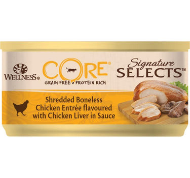 CORE Cat Sig.Selects Strimlet, benfri kylling med kyllinglever i saus