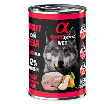 Alpha Spirit Kalkun med Pære – Våtfôr for Hund, Smakfullt og Naturlig 400 g